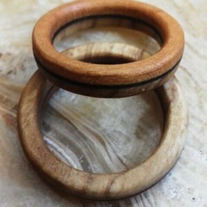 anillo de madera Country, maderas de olivo, cerezo y nogal