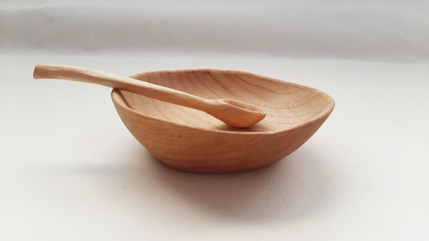 Plato madera castaño natural - Imagen 2