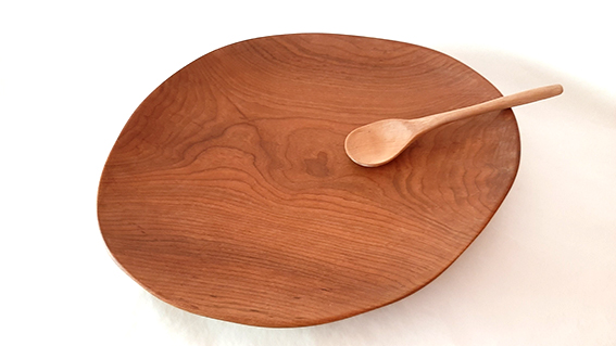 Plato madera de cerezo. Grande y natural - Imagen 2