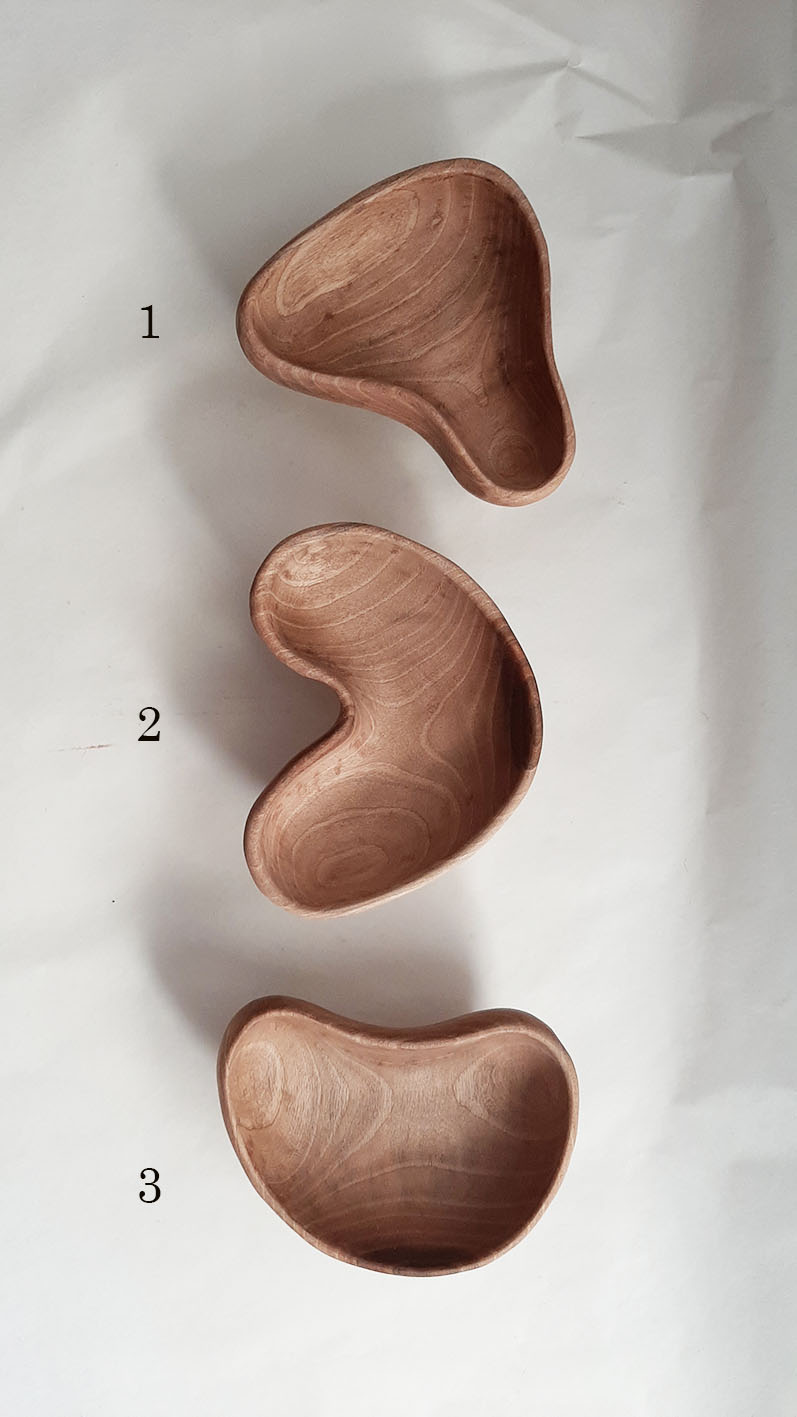 Cuenco trípode madera nogal - Imagen 3