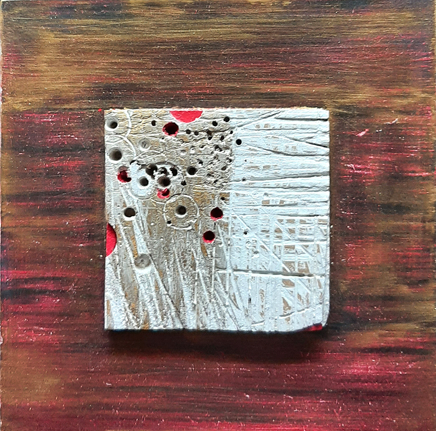 Cuadro Mecano dorado rojo