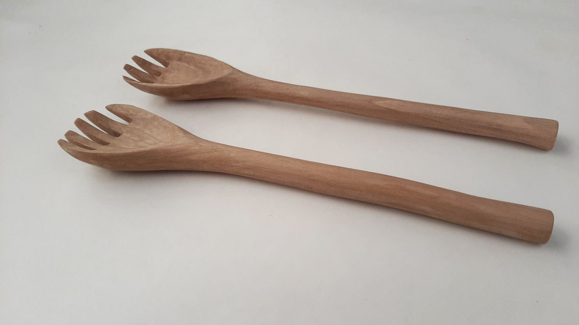 Cuchara tenedor madera nogal - Imagen 3