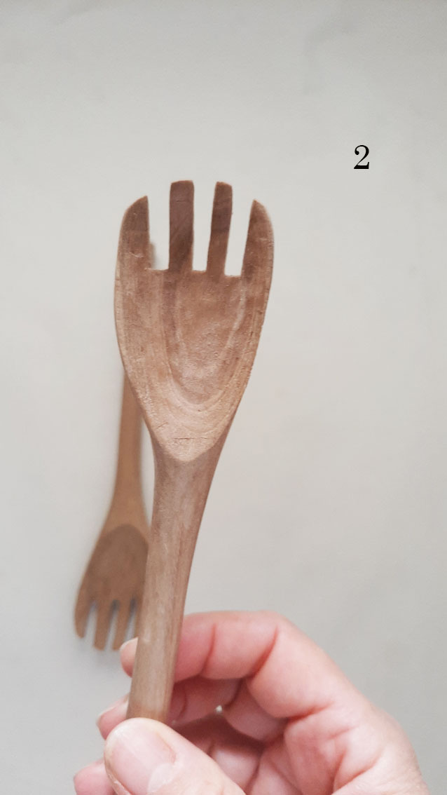 Cuchara tenedor madera nogal - Imagen 6
