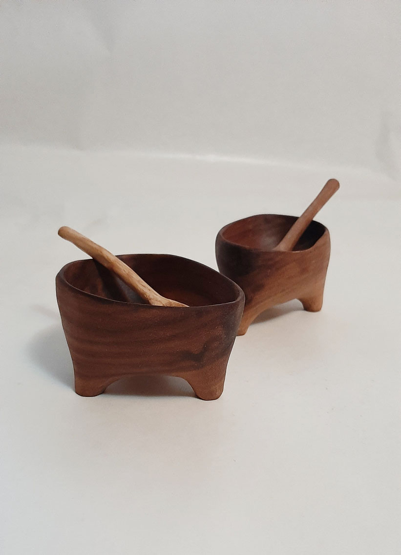 Trípode cuenco madera nogal - Imagen 2