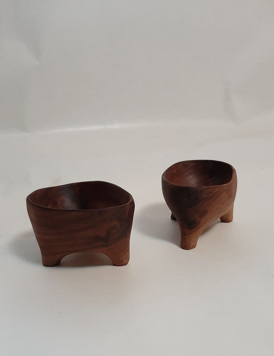 Trípode cuenco madera nogal