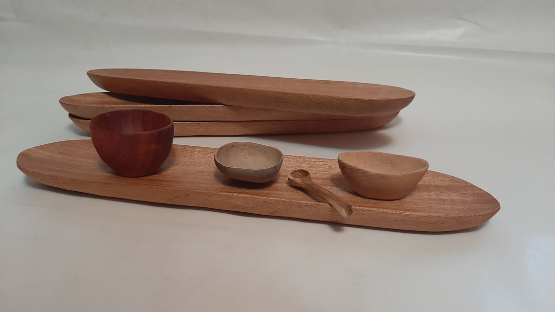 Bandeja larga madera caoba - Imagen 6