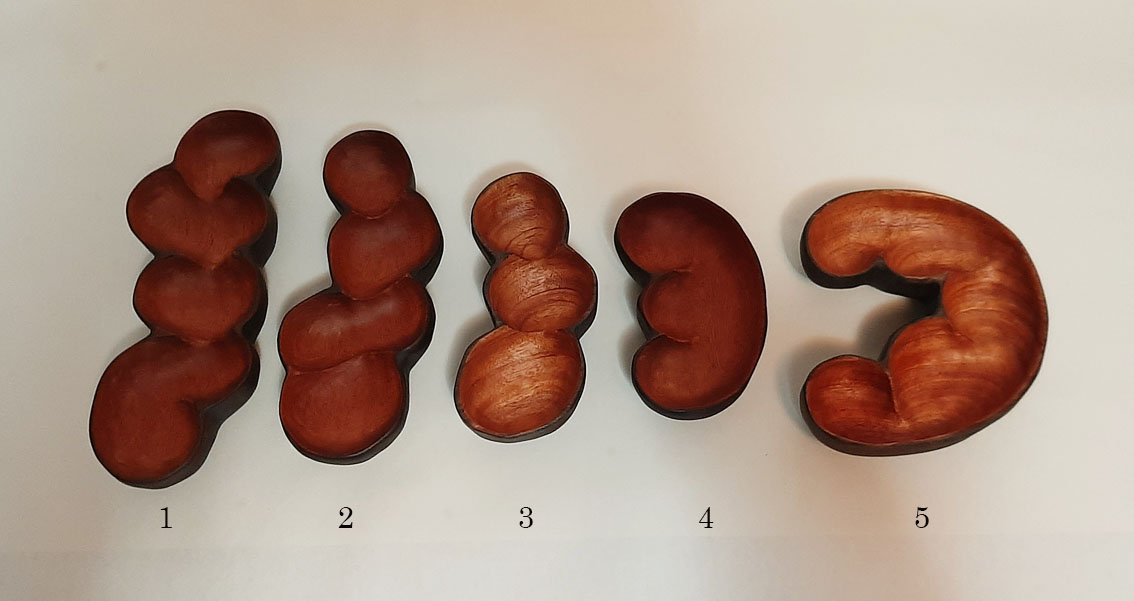 Cuenco cinco madera caoba.