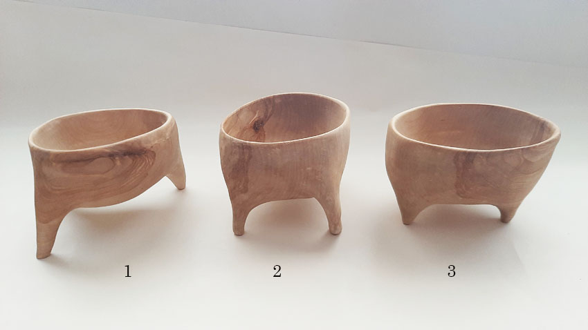 Cuenco trípode madera abedul