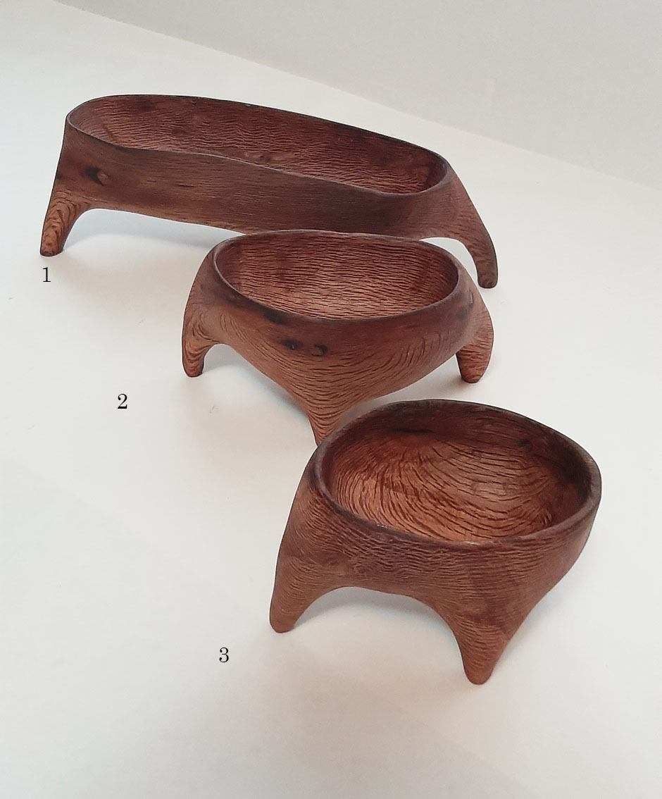 Cuenco trípode madera encina