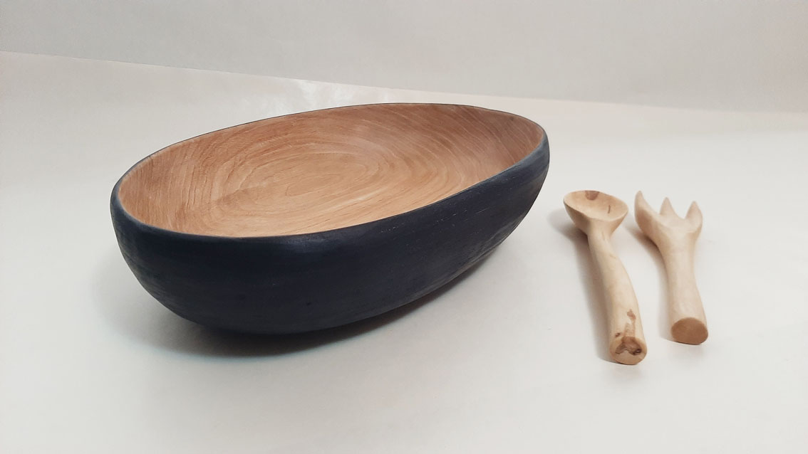 Cuenco madera nogal bicolor - Imagen 2