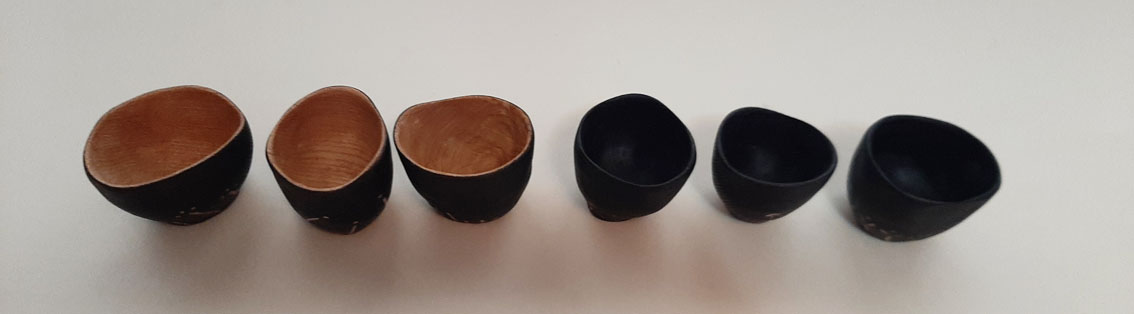 Cuenco vaso castaño negro. Flores - Imagen 9